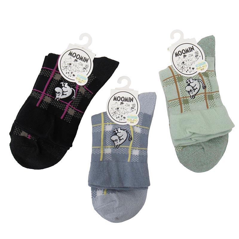 MOOMIN ソックス チェックムーミン 刺繡